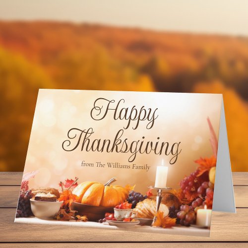 Elegant Custom Happy Thanksgiving Dinner Table Holiday Card