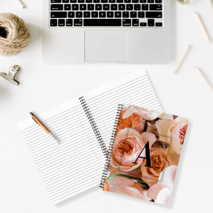 Elegant Custom Initial Letter A Roses Monogram Notebook