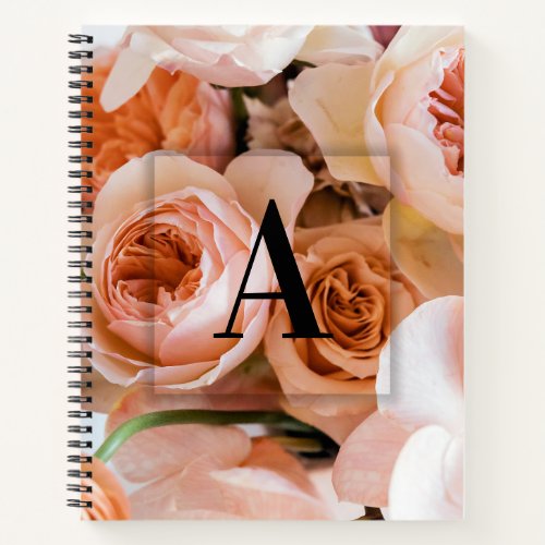 Elegant Custom Initial Letter A Roses Monogram  Notebook