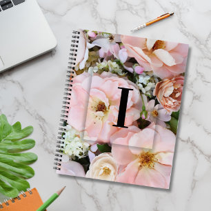 Elegant Custom Initial Letter I Roses Monogram Notebook