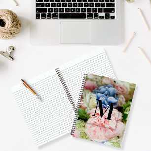 Elegant Custom Initial Letter M Roses Monogram  Notebook