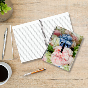 Elegant Custom Initial Letter T Roses Monogram Notebook