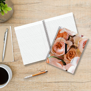 Elegant Custom Initial Letter V Roses Monogram Notebook