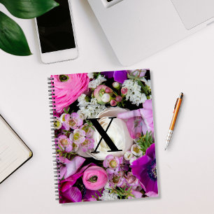 Elegant Custom Initial Letter X Roses Monogram Notebook