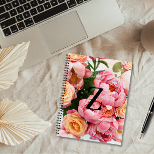 Elegant Custom Initial Letter Z Roses Monogram  Notebook