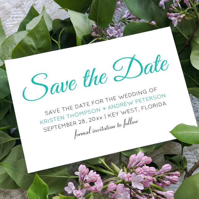 Elegant Custom Jungle Green Color Calligraphy Save The Date (Creator Uploaded)