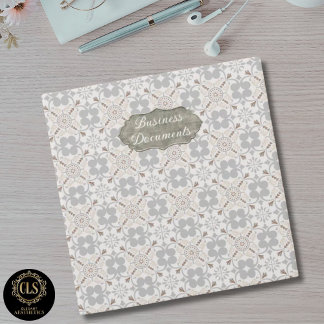 Elegant Custom Label Spanish Tile Pattern Business 3 Ring Binder