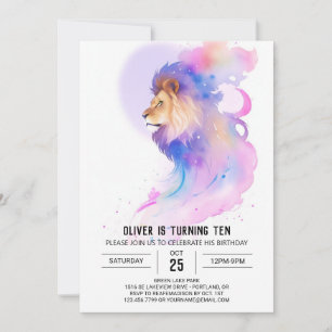 Elegant Custom Lion Birthday Invitation