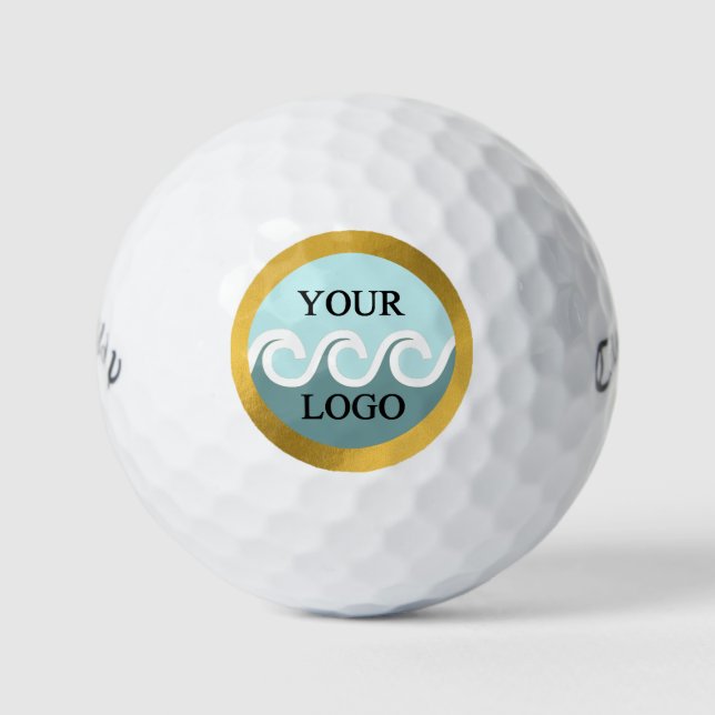 Elegant custom logo company gold foil frame golf balls (Front)