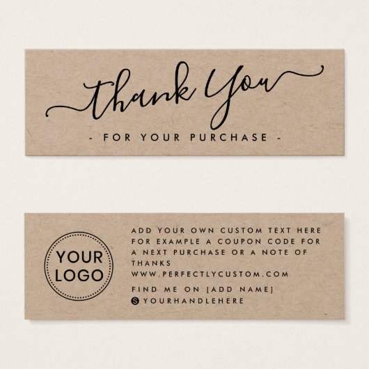 Elegant custom logo Kraft thank you insert card (Front & Back)