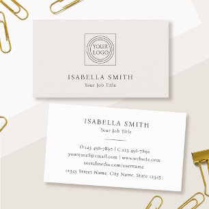Elegant Custom Logo Minimalist Off-White Business Card