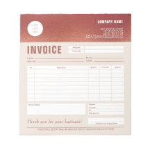 Elegant Custom Logo Rose Gold Foil Invoice Form