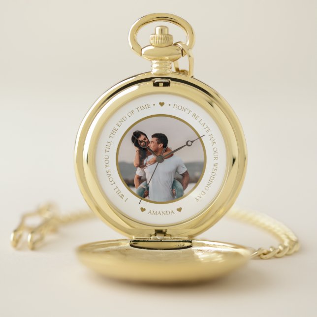 Elegant Custom Message Photo Husband To Be Gift Pocket Watch (Inside)