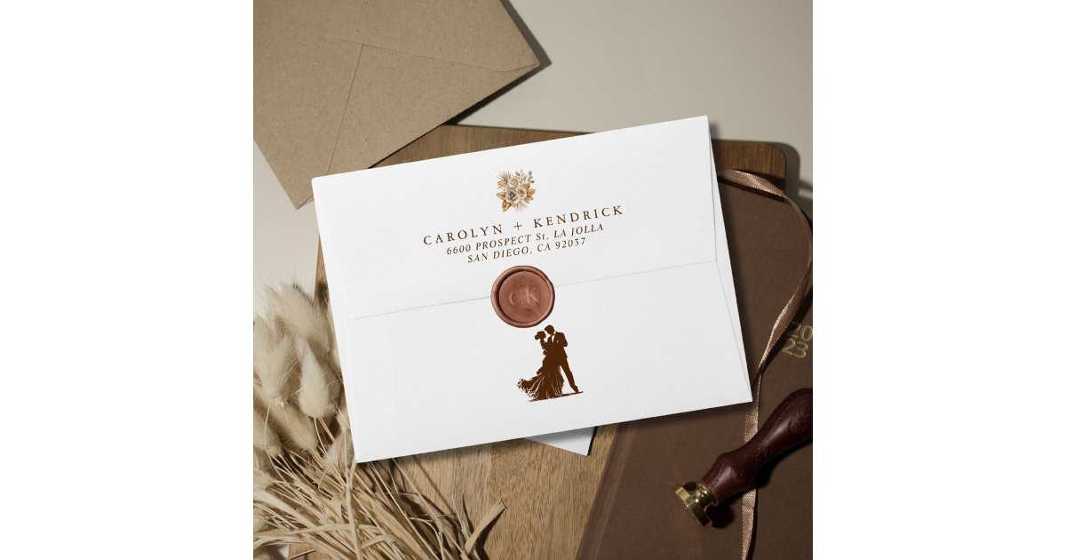 Elegant Custom Minimal Monogram Wedding Wax Seal Sticker | Zazzle