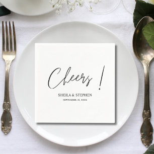 Elegant Custom Minimalist Wedding Cheers Cocktail Napkins