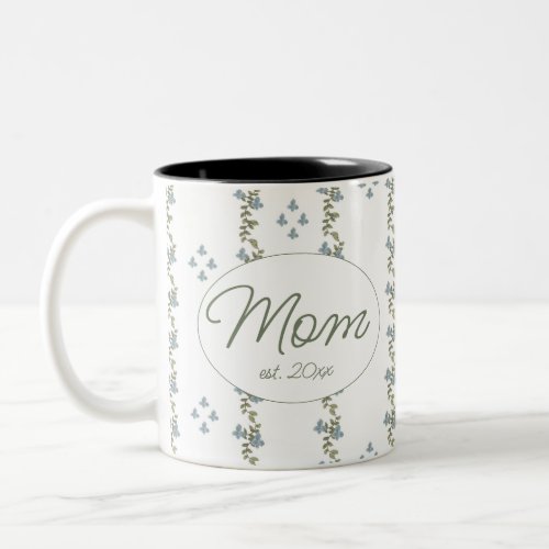 Elegant Custom Mom est 20xx Simple Floral Mug 