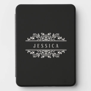 Elegant Custom Monogram, black Kindle Cover