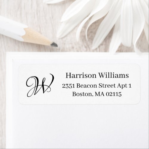 Elegant custom Monogram black white Return Address Label