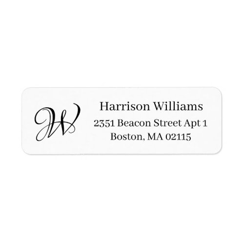 Elegant custom Monogram black white Return Address Label