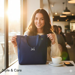 Elegant Custom Monogram Embroidered Tote Bag
