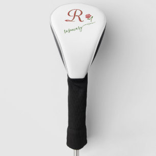 Elegant Custom Monogram Floral Heart Name Golf Head Cover