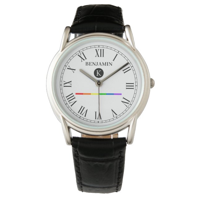 Elegant Custom Monogram Gay LGBT Watch (Front)