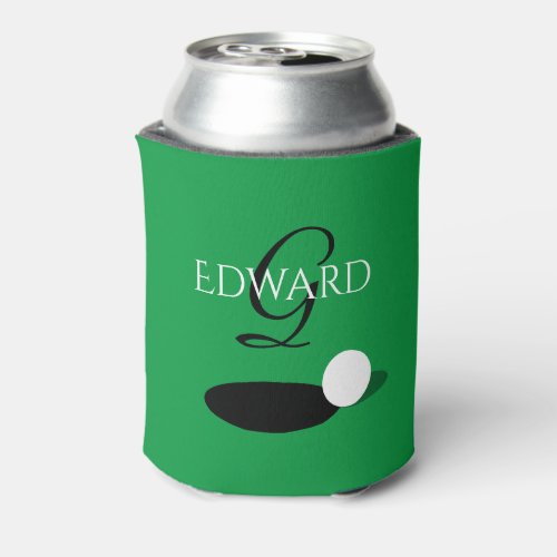 Elegant custom monogram golf can cooler for golfer