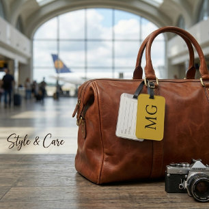 Elegant Custom Monogram M Gold Travel Luggage Tag