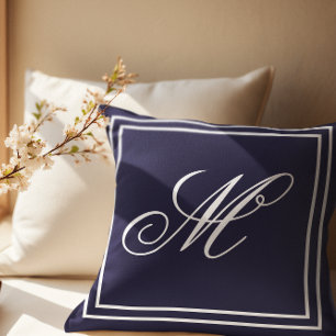 Elegant Custom Monogram Navy Throw Throw Pillow