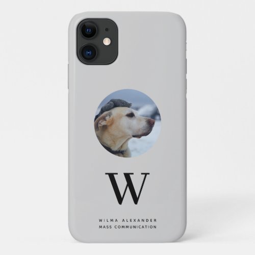 Elegant Custom Monogram Pet Dog Baby Photo w Name iPhone 11 Case