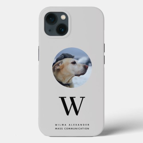 Elegant Custom Monogram Pet Dog Baby Photo w Name iPhone 13 Case