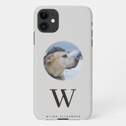 Elegant Custom Monogram Pet Dog Baby Photo w Name iPhone 11 Case