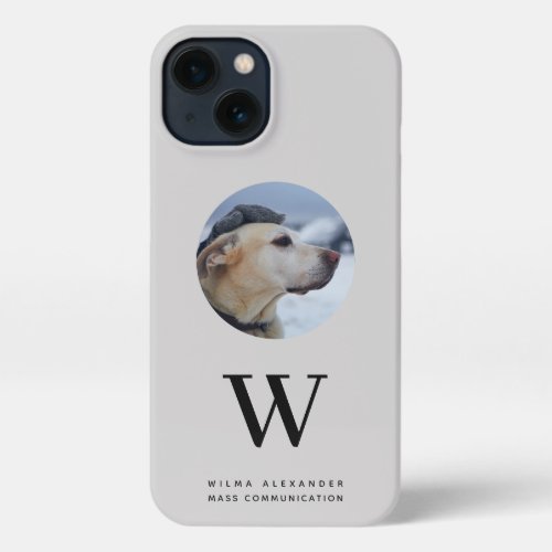 Elegant Custom Monogram Pet Dog Baby Photo w Name iPhone 13 Case