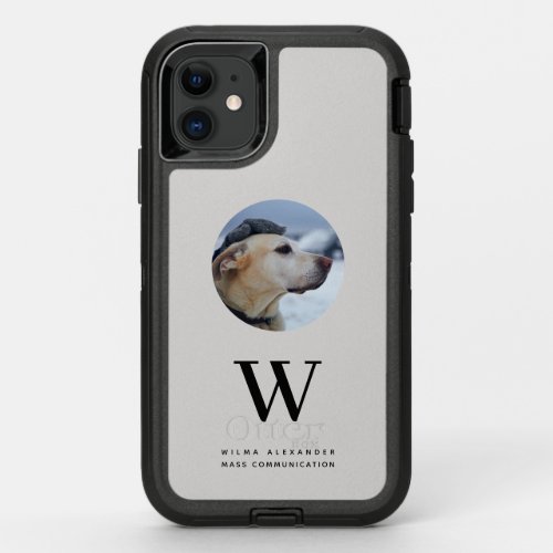 Elegant Custom Monogram Pet Dog Baby Photo w Name OtterBox Defender iPhone 11 Case