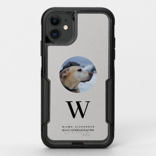 Elegant Custom Monogram Pet Dog Baby Photo w Name OtterBox Commuter iPhone 11 Case