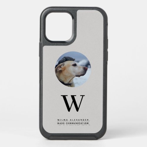 Elegant Custom Monogram Pet Dog Baby Photo w Name OtterBox Symmetry iPhone 12 Case