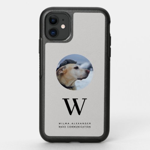 Elegant Custom Monogram Pet Dog Baby Photo w Name OtterBox Symmetry iPhone 11 Case