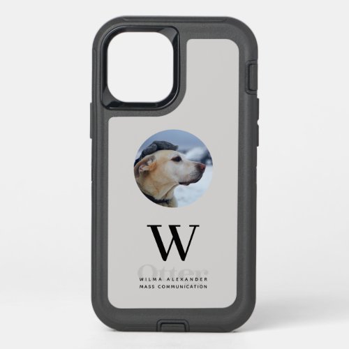 Elegant Custom Monogram Pet Dog Baby Photo w Name OtterBox Defender iPhone 12 Case