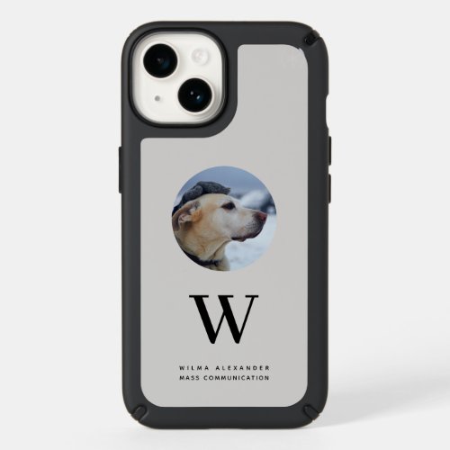 Elegant Custom Monogram Pet Dog Baby Photo w Name Speck iPhone 14 Case