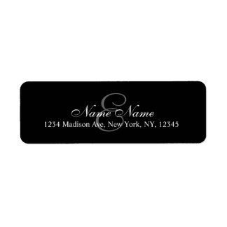 Elegant Custom Monogram Return Address Label Black