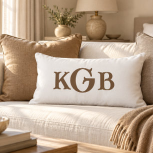 Elegant Custom Monogram White Throw Lumbar Pillow