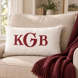 Elegant Custom Monogram White Throw Lumbar Pillow