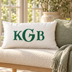 Elegant Custom Monogram White Throw Lumbar Pillow