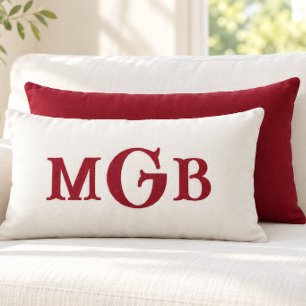 Elegant Custom Monogram White Throw Lumbar Pillow