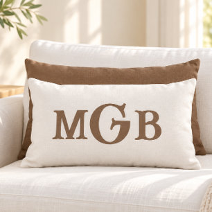 Elegant Custom Monogram White Throw Lumbar Pillow