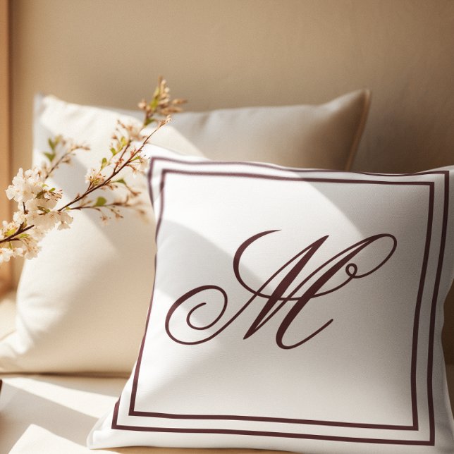 Elegant Custom Monogram White Throw Pillow (Creator Uploaded)
