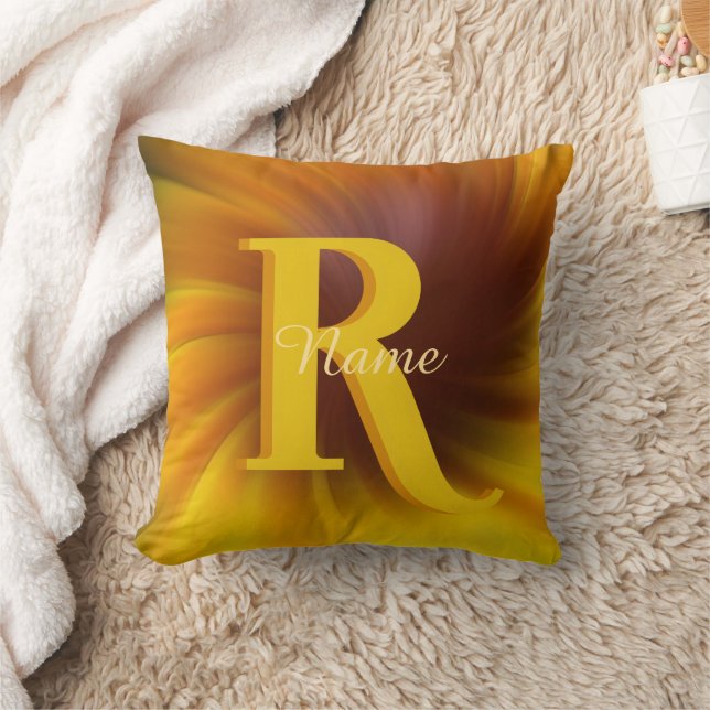 Elegant Custom Monogram Your Initial Name Throw Pillow (Blanket)
