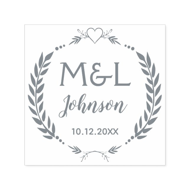Elegant Custom Monograms Wedding Self Inking Stamp (Design)