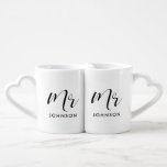 Elegant custom Mr and Mr Coffee Mug Set<br><div class="desc">Mr and Mr couple coffee mug,  customizable with your own name and your favorite colors.</div>
