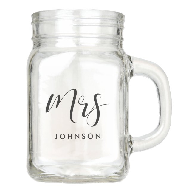 Elegant custom Mrs Mason Jar (Front)